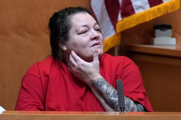 Rebecca Maines testifies during the trial of the Adam Montgomery at Hillsborough County Superior Court in Manchester, N.H., on Feb. 20, 2024. (Charles Krupa/AP Photo)