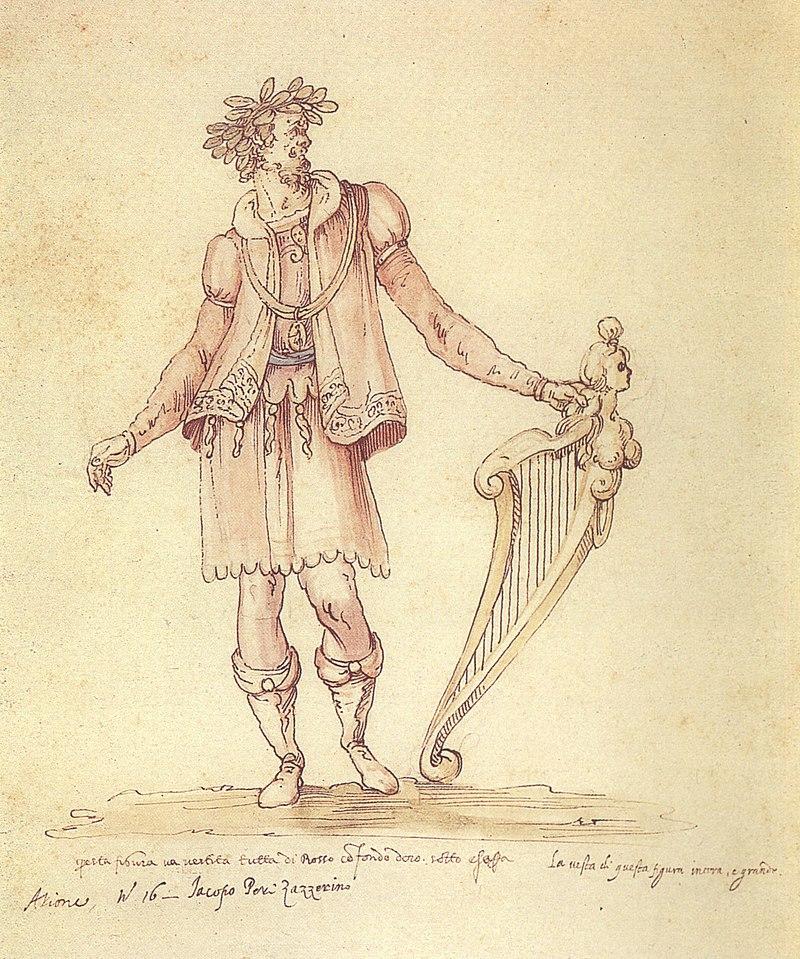 Composer Jacopo Peri in his costume of Arion, 1589, by Bernardo Buontalenti. (Public Domain)