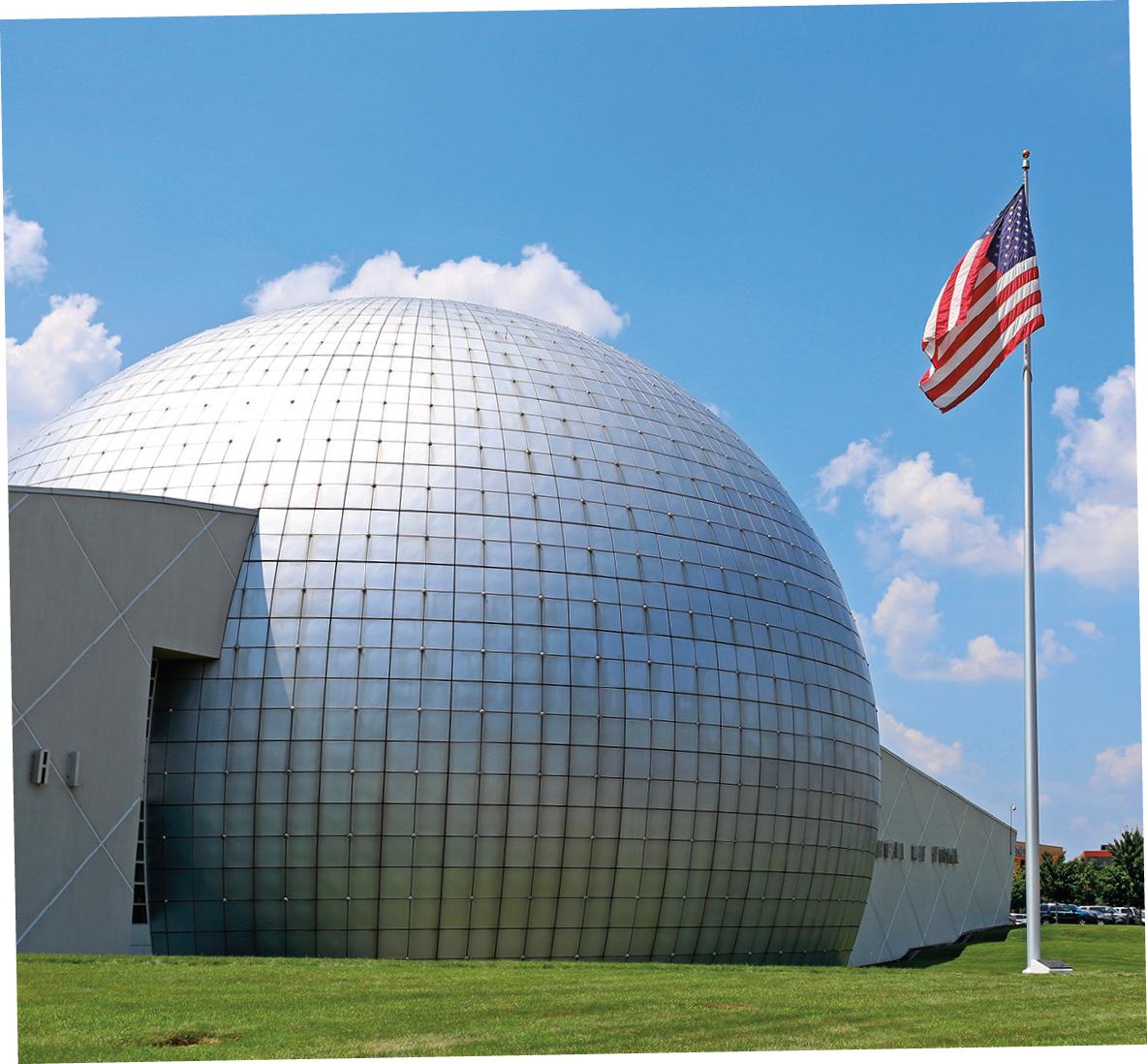 A photograph of the exterior of Naismith Memorial Basketball Hall of Fame in Springfield, Mass. (Alexander Sviridov/Shutterstock)