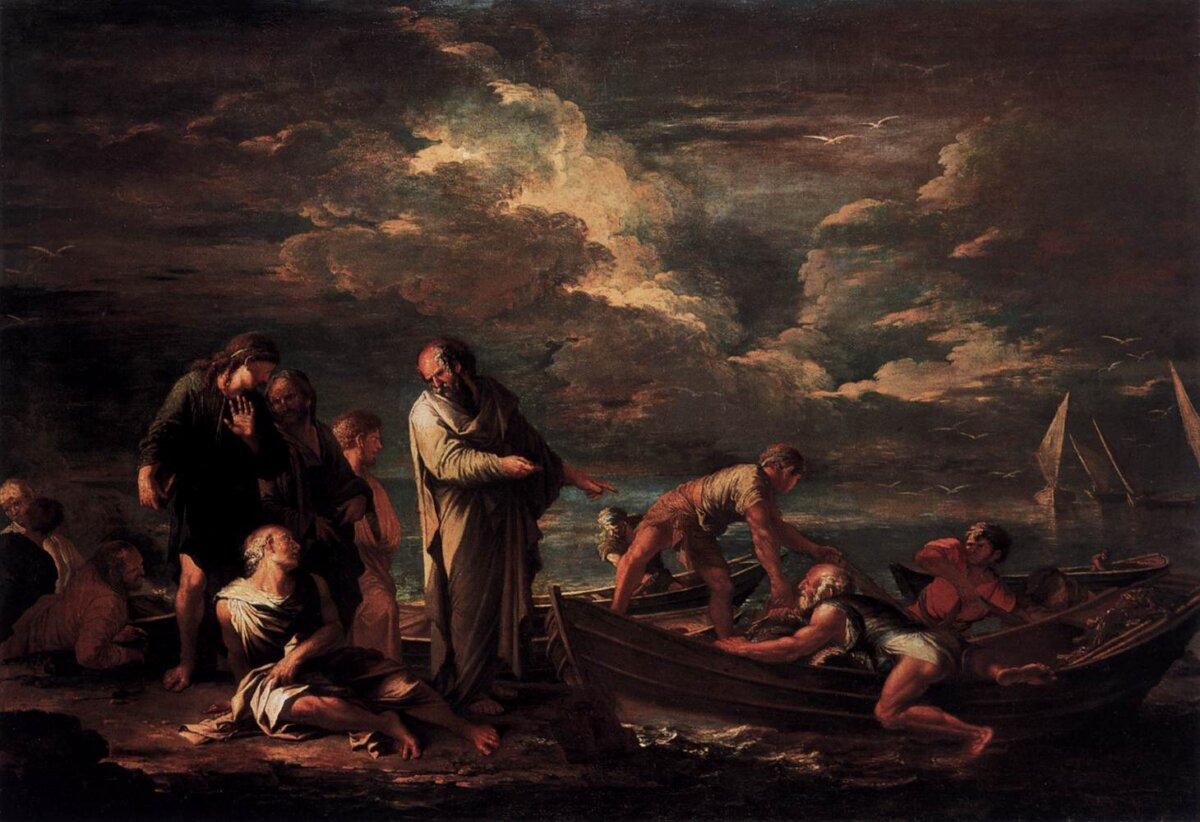 "Pythagoras and the Fisherman," 1662, by Salvator Rosa. (Public Domain)