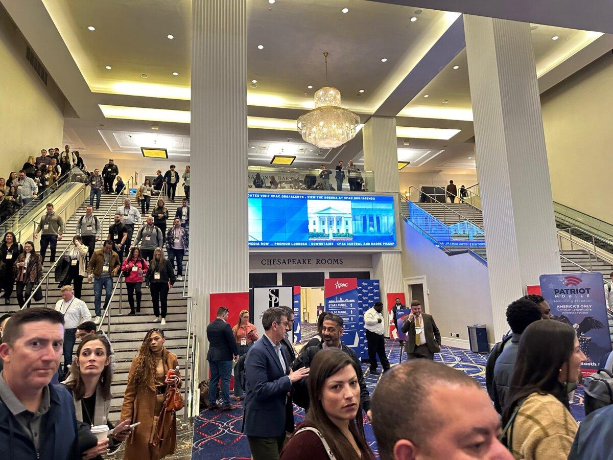 Attendees of CPAC at the Gaylord National Resort in National Harbor, Md., on Feb. 22, 2024. (Jackson Richman/The Epoch Times)