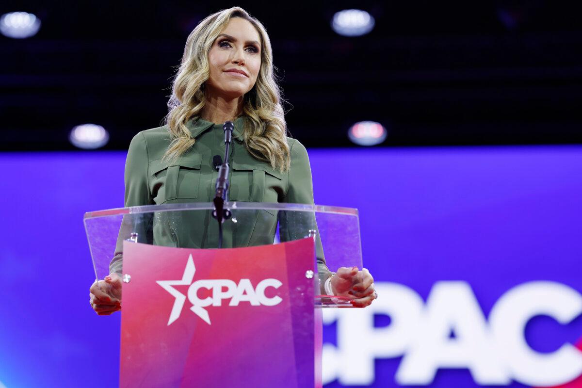 Lara Trump speaks during the Conservative Political Action Conference (CPAC) at Gaylord National Resort Hotel and Convention Center in National Harbor, Md., on Feb. 22, 2024. (Anna Moneymaker/Getty Images)