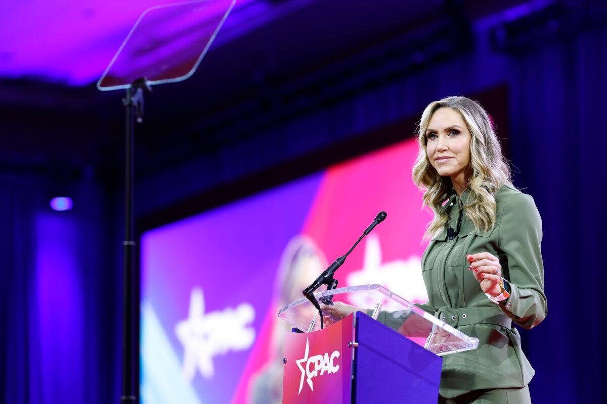 Lara Trump speaks during the Conservative Political Action Conference (CPAC) at Gaylord National Resort Hotel And Convention Center on Feb. 22, 2024 in National Harbor, Md. (Anna Moneymaker/Getty Images)