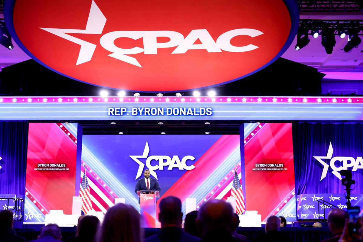 Rep. Byron Donalds (R-Fla) speaks during the Conservative Political Action Conference (CPAC) at Gaylord National Resort Hotel And Convention Center on Feb. 22, 2024 in National Harbor, Md. (Anna Moneymaker/Getty Images)