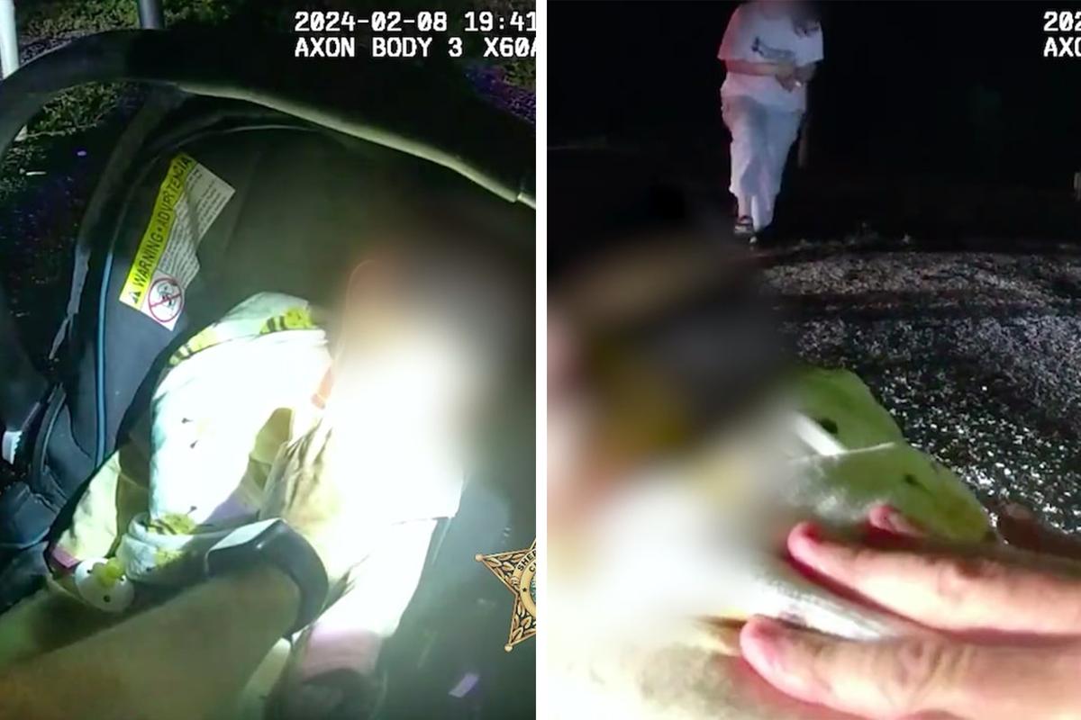 The deputy is seen in body camera footage as he rescues two babies from the car wreck. (Courtesy of Charlotte County Sheriff's Office)