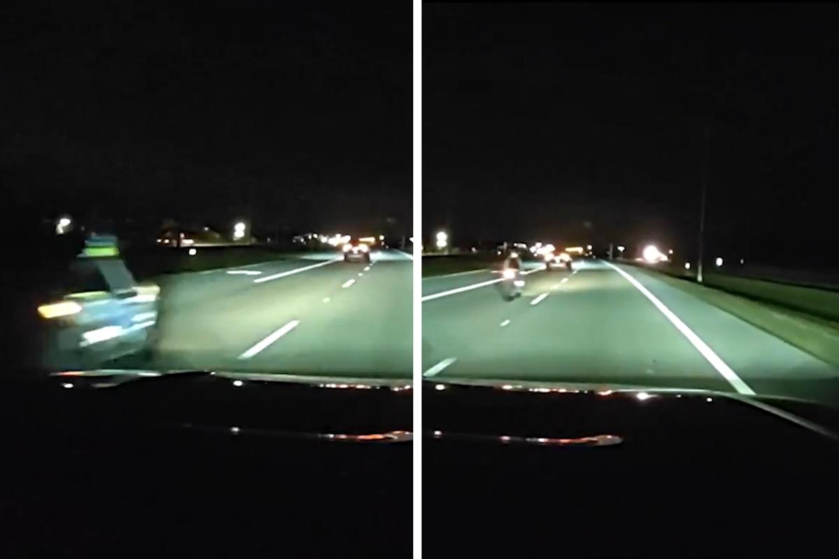 A motorcyclist is seen speeding past Deputy Musgrove in footage taken from the officer's dashcam. (Courtesy of Charlotte County Sheriff's Office)