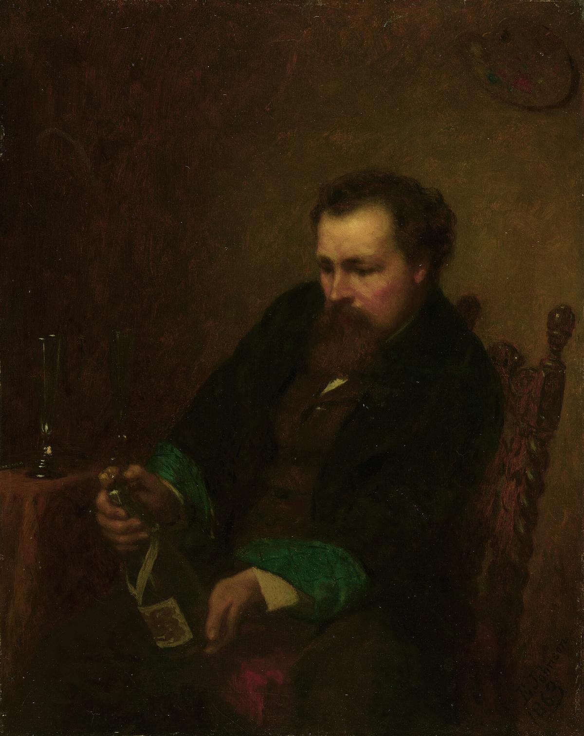 "Self-Portrait," 1863, by Eastman Johnson. Oil on millboard; 15 1/2 inches by 12 inches. The Art Institute of Chicago. (Public Domain)