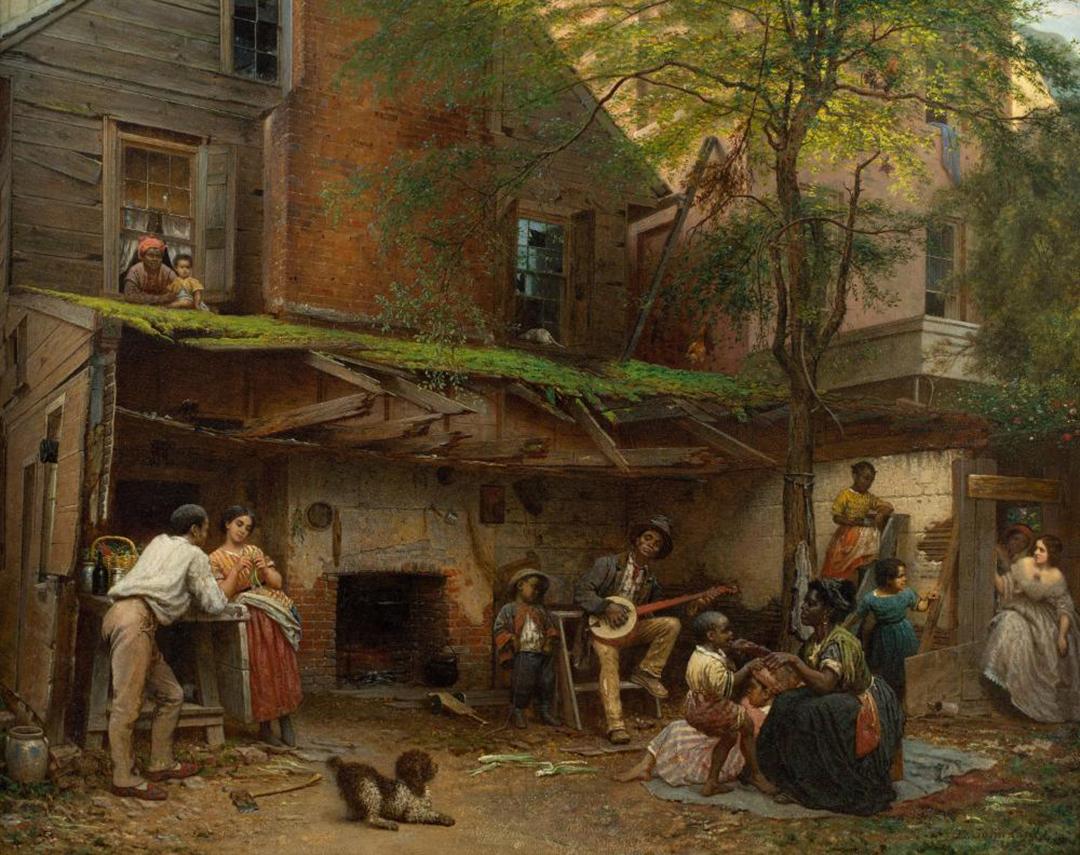 "Negro Life at the South (Old Kentucky Home)," 1859, by Eastman Johnson. Oil on linen; 36 inches by 45 1/4 inches. New-York Historical Society. (Public Domain)