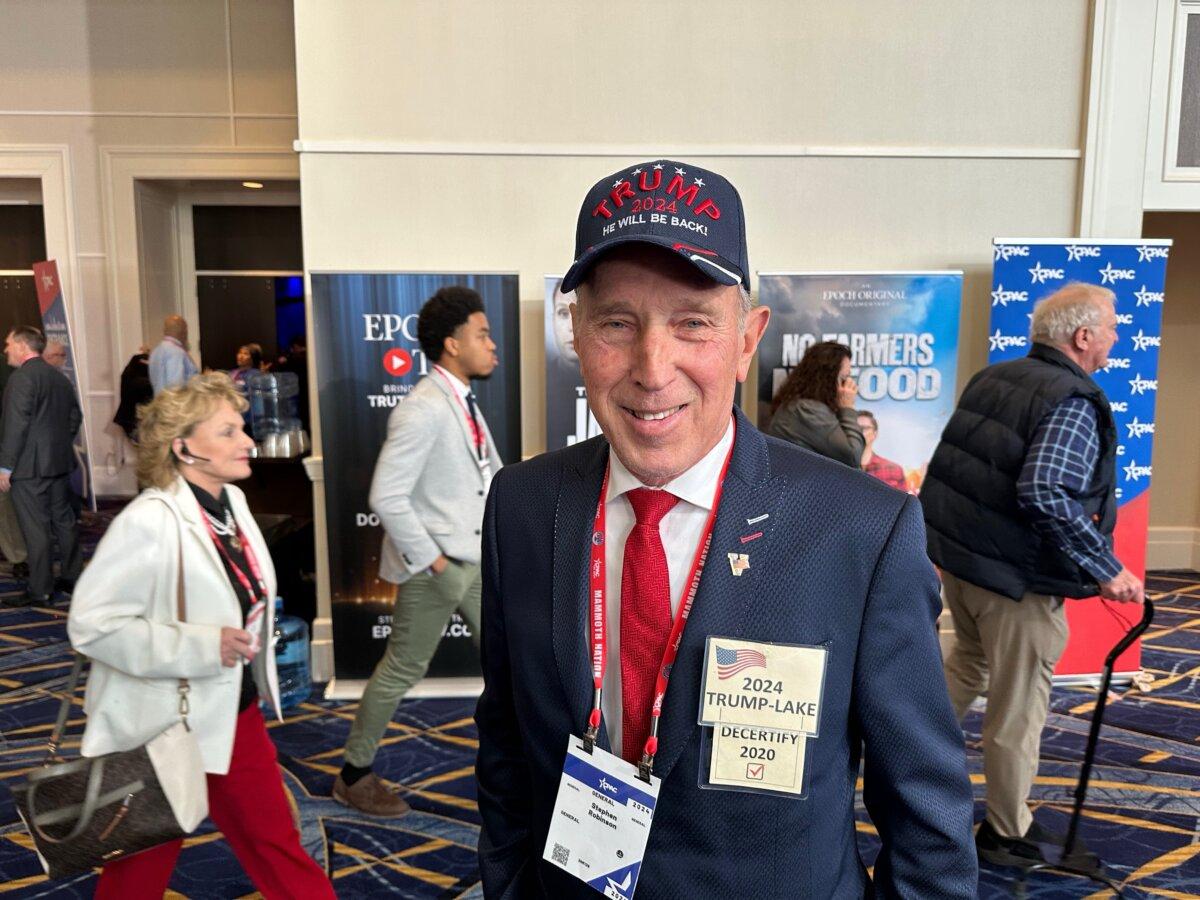 Stephen Robinson, a Trump supporter, attends CPAC in National Harbor, Md., on Feb. 23, 2024. (Jackson Richman/The Epoch Times)