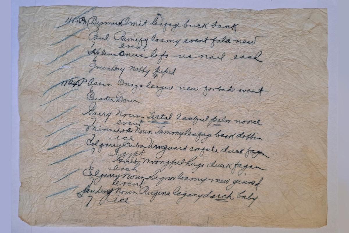 A paper note that is part of a secret message found inside a 19th-century dress. (Courtesy of Sara Rivers Cofield)