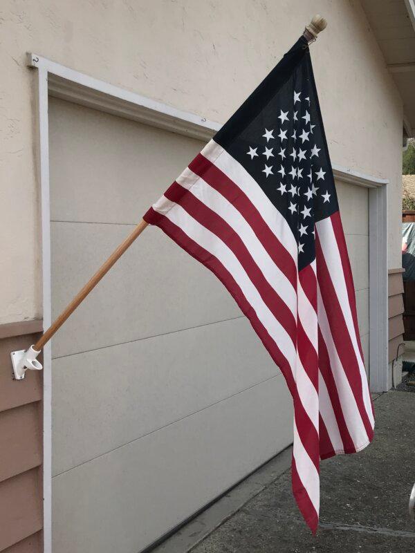 An American flag on Mike Briard’s house in Martinez, Calif., on Feb. 6, 2024. (Keegan Billings/The Epoch Times)