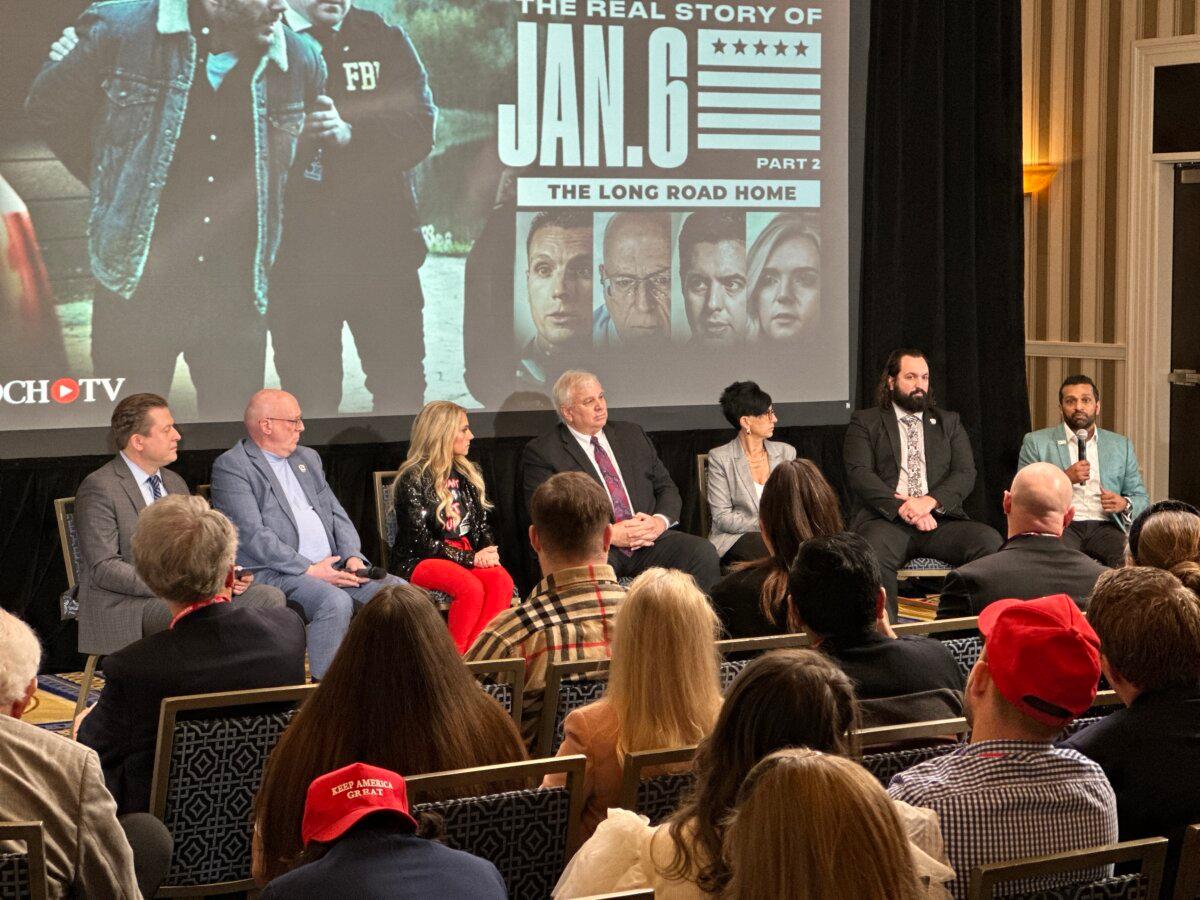 The Epoch Times hosts a panel discussion on its documentary "The Real Story of Jan. 6: The Long Road Home" at CPAC in National Harbor, Md., on Feb. 23, 2024. (Terry Wang/The Epoch Times)