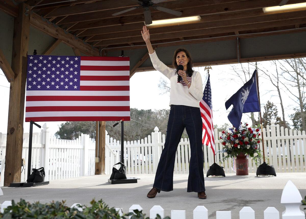 Republican presidential candidate and former United Nations ambassador Nikki Haley during a campaign event, in Moncks Corner, S.C., on Feb. 23, 2024. (Photo by Justin Sullivan/Getty Images)