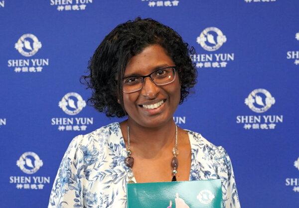 Dr. Chamica Gunawardena attends Shen Yun Performing Arts at HOTA on the Gold Coast, Australia, on Feb. 24, 2024. (NTD)