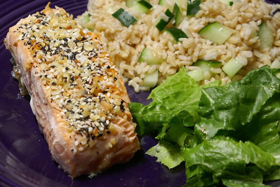 Everything Bagel Savory Salmon With Brown Rice
