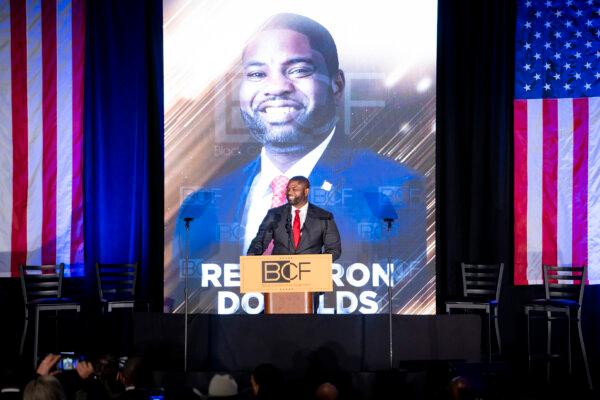Rep. Byron Donalds (R-Fla.) speaks at the Black Conservative Federation in Columbia, S.C., on Feb. 23, 2024. (Madalina Vasiliu/The Epoch Times)