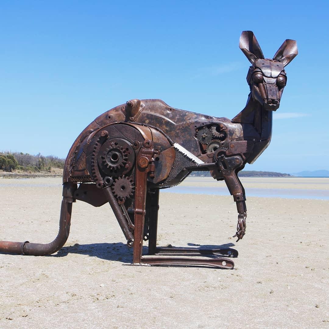 A kangaroo made from an old Honda postman's motorbike and "a few other things." (Courtesy of <a href="https://www.instagram.com/sloanesculpture/">Matt Sloane</a>)