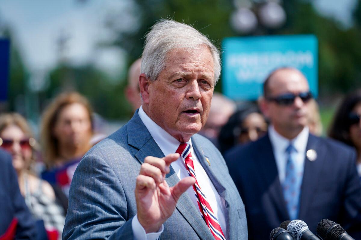 Rep. Ralph Norman (R-S.C.) speaks during a House Freedom Caucus press conference on appropriations at House Triangle on Capitol Hill in Washington on July 25, 2023. (Madalina Vasiliu/The Epoch Times)