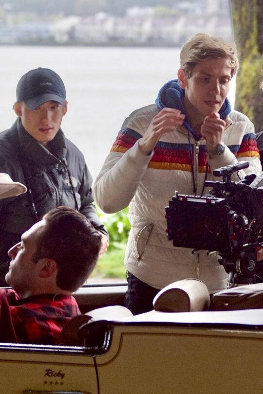 Actor Stefano Da Fre (R) on set directing "Stolen Dough." (Cedric Boadi/Courtesy of Rosso Films International and Stefano Da Fre)