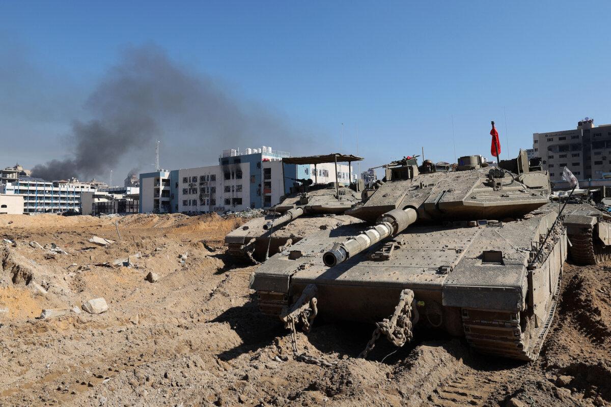 Israeli army tanks inside Gaza City on Feb. 8, 2024. (Jack Guez/AFP)