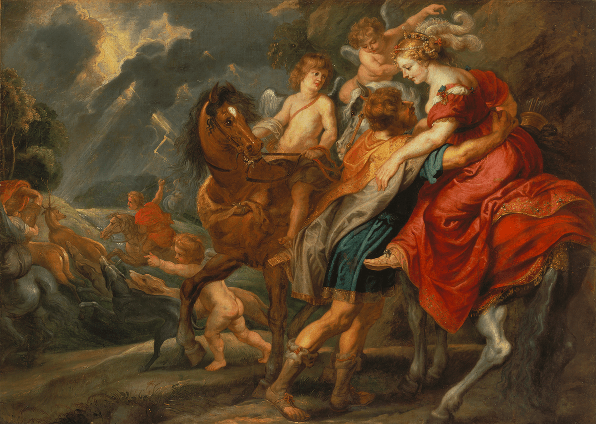 “To Dido he says simply 'Non sponte sequor': I am not my own man. I do not follow my own path." "Dido and Aeneas," circa 1630–1635, by Jan van den Hoecke. Oil on canvas. Städel Museum, Frankfurt, Germany. (Public Domain)
