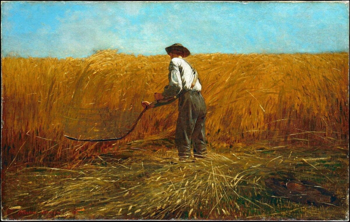 “The Veteran in a New Field,” 1865, Winslow Homer. Oil on canvas; 24 1/8 inches by 38 1/8 inches. Bequest of Miss Adelaide Milton de Groot, 1967. Metropolitan Museum of Art, New York. (Public Domain)