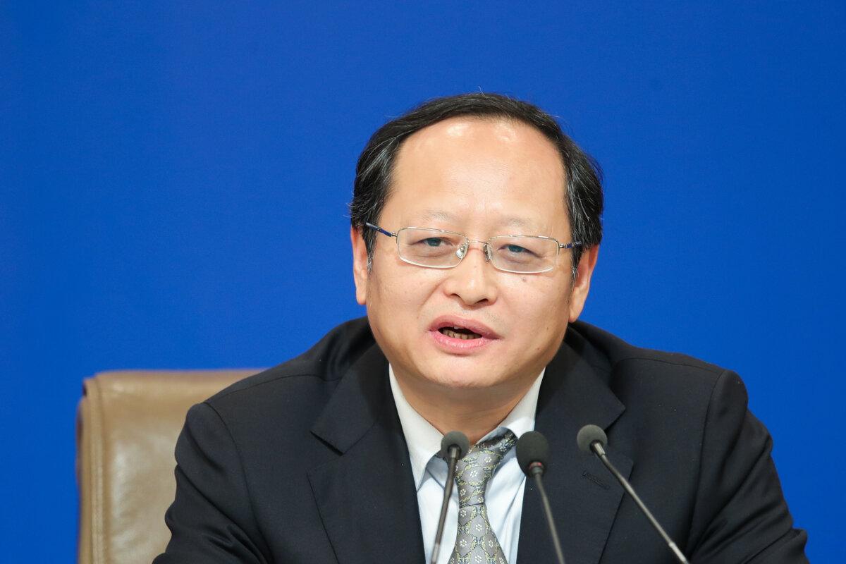 Cheng Lifeng attends a press conference on the legislative work of the NPC for the second session of the 13th National People's Congress (NPC) at the Media Centre in Beijing on March 9, 2019. (Lintao Zhang/Getty Images)