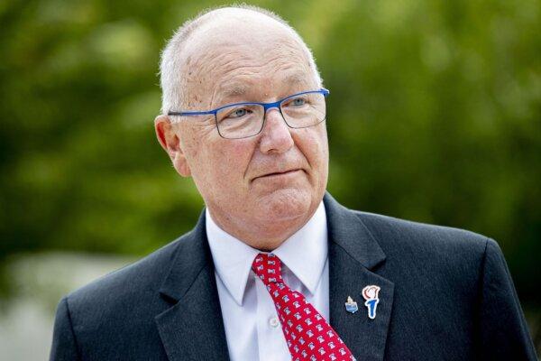 Then U.S. Ambassador to the Netherlands Pete Hoekstra attends the Memorial Day ceremony at the Margraten American Cemetery, in Margraten, the Netherlands, on May 24, 2020. (Patrick Van Katwijk/ANP/AFP via Getty Images)