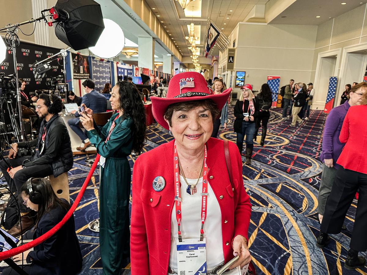 Carol Zarkowski, a Trump supporter, attends the Conservative Political Action Conference in National Harbor, Md., on Feb. 23, 2024. (Jackson Richman/The Epoch Times)
