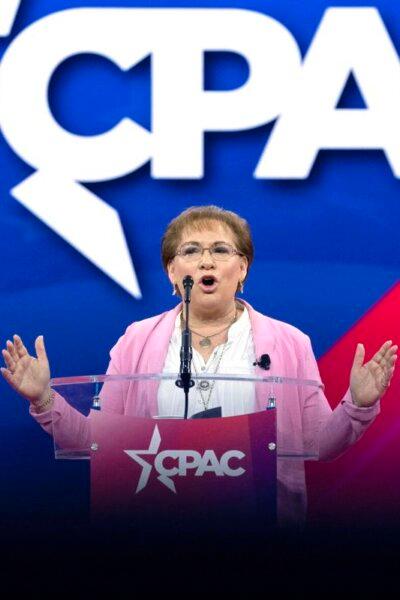 Kimberly Fletcher speaks at CPAC 2024 in Washington in late February 2024. (Moms for America)