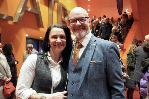 Bothina Elessaway and Dave Higson attended Shen Yun Performing Arts a the Lowry Salford venue in Salford, UK, on Feb. 23, 2024. (Mary Mann/The Epoch Times)