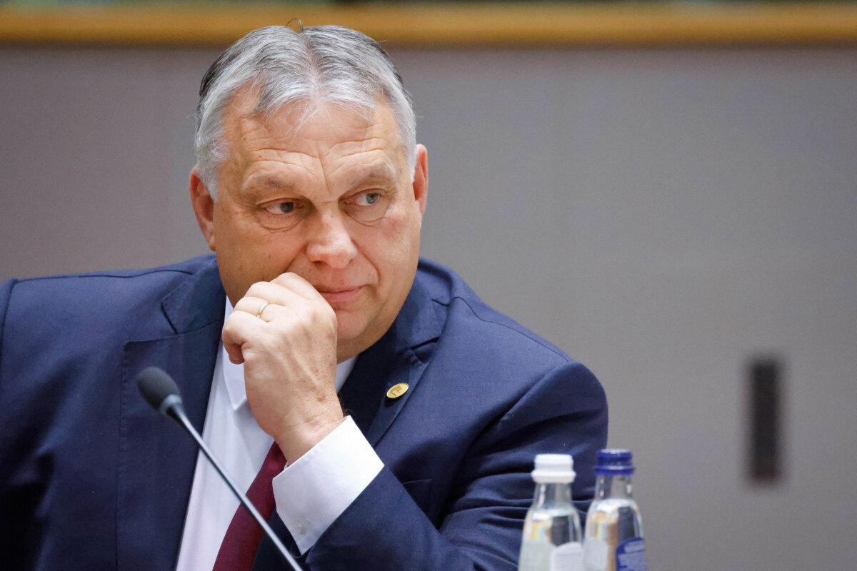 Hungarian Prime Minister Viktor Orban looks on during the EU–Western Balkans leaders' meeting in Brussels on June 23, 2022. (Ludovic Marin/AFP via Getty Images)