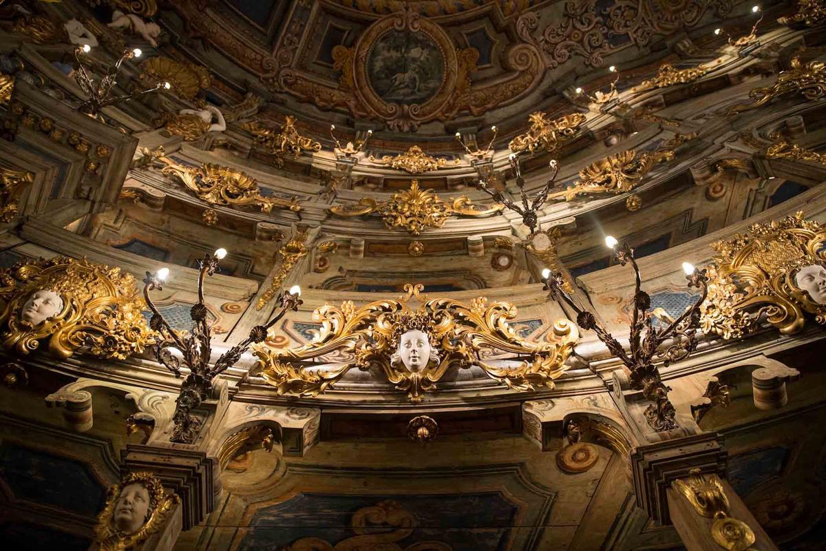 Sculptural decorations dating from the Baroque era. (Daniel Karmann/DPA/AFP via Getty Images)