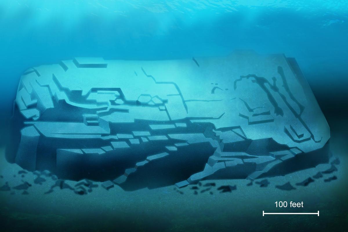 An illustration of the Yonaguni Monument based on surveys by Mr. Kimura. (The Epoch Times)