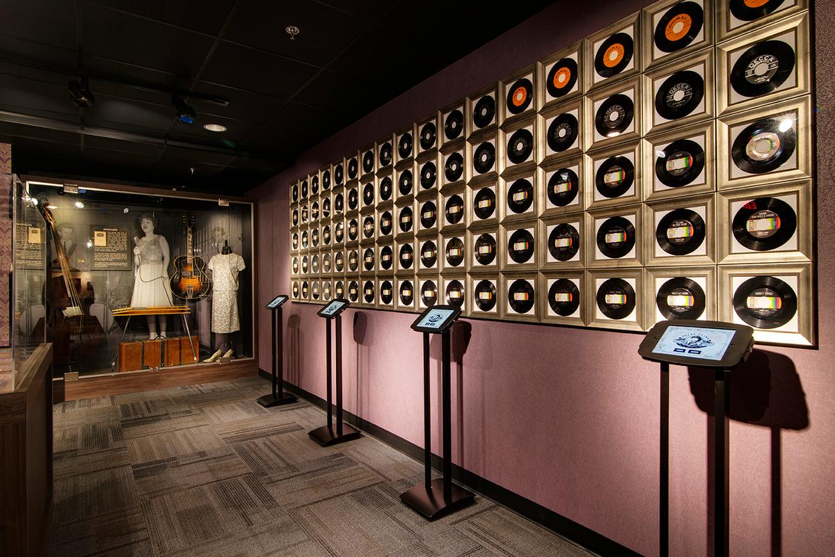 Visitors can browse an authoritative record collection of Cline's most popular releases that takes up an entire wall. (Courtesy of Patsy Cline Museum)
