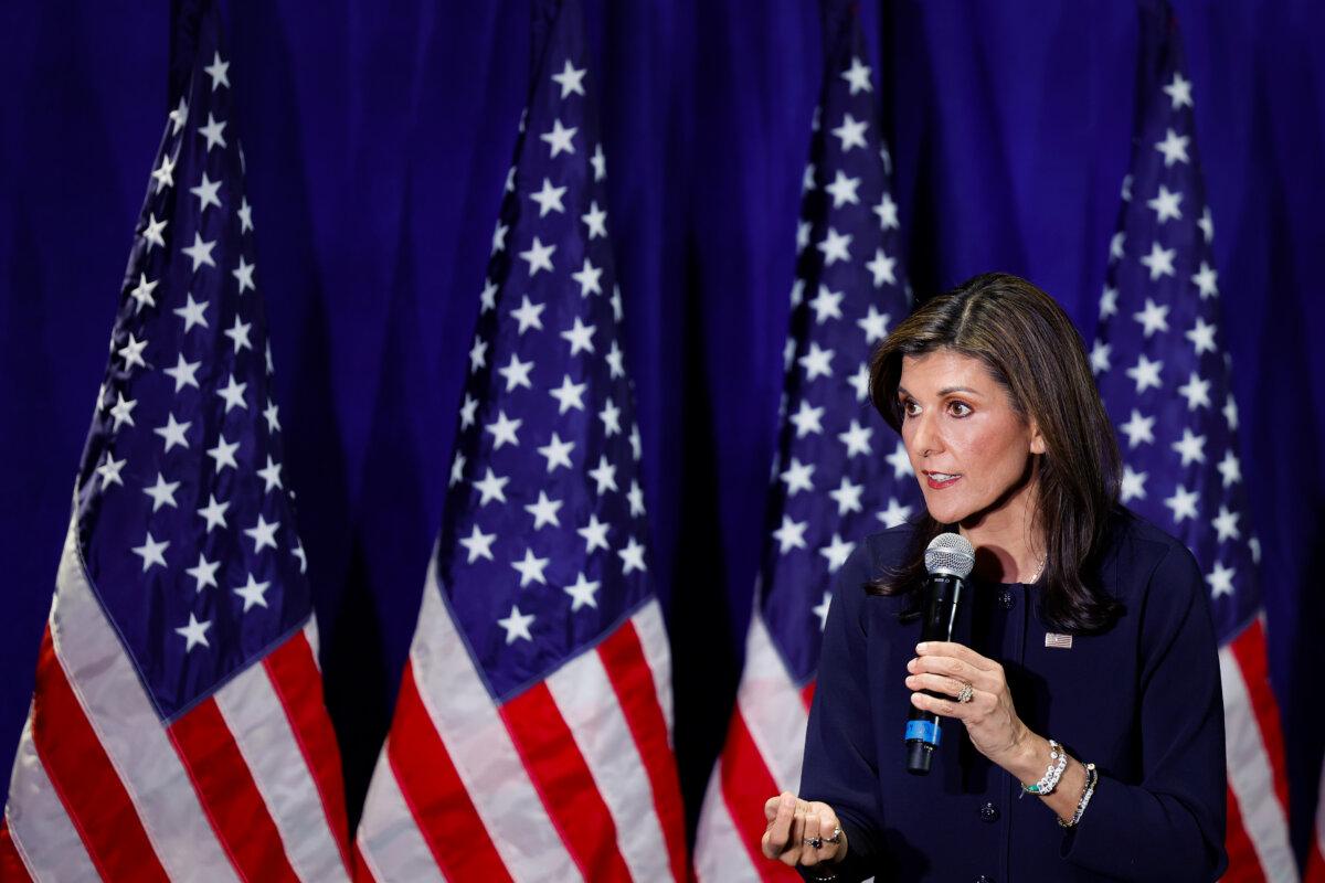 Republican presidential candidate and former U.S. Ambassador to the U.N., Nikki Haley, speaks at a campaign event at The Madison Hotel in Washington on March 1, 2024. (Anna Moneymaker/Getty Images)