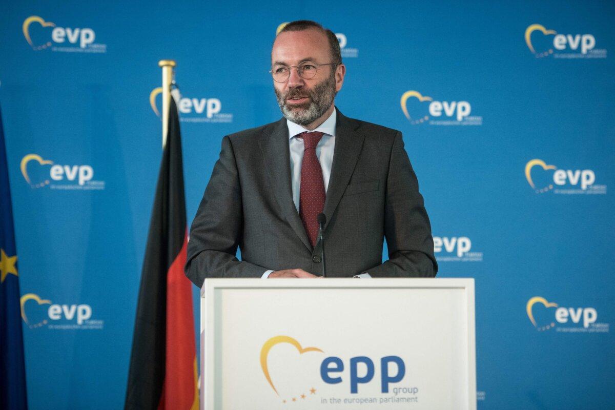 Chairman of the center-right European People Party group (EPP) Manfred Weber addresses a joint press conference during the EPP Groups Bureau meeting (European People's Party) in Berlin, on Sept. 9, 2021. (Stefanie Loos/AFP via Getty Images)