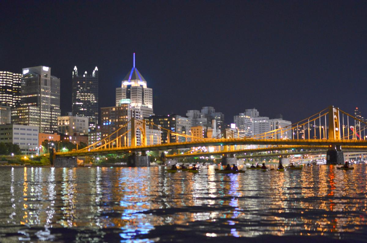 Canoeing and kayaking on the Allegheny River provide unique views of Pittsburgh's skyline and bridges. (Courtesy of Visit Pittsburgh)
