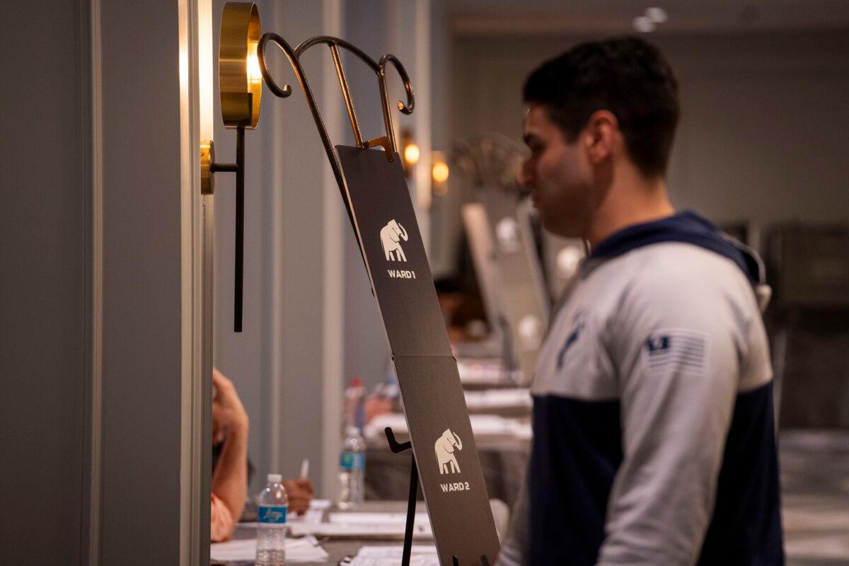 A person votes during the 2024 District of Columbia Republican presidential primary at the Madison Hotel in Washington on March 3, 2024. (Madalina Vasiliu/The Epoch Times)