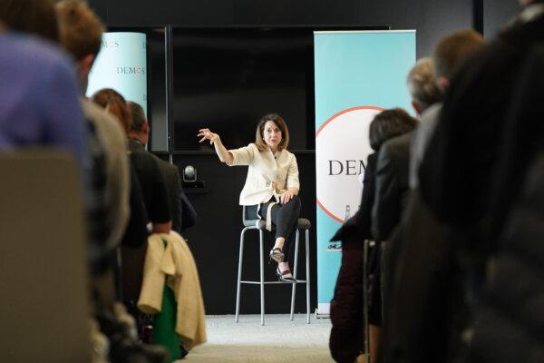 Shadow work and pensions secretary Liz Kendall delivers her first major speech in the role at an event hosted by the think tank Demos in central London on March 4, 2024. (Stefan Rousseau/PA Wire)