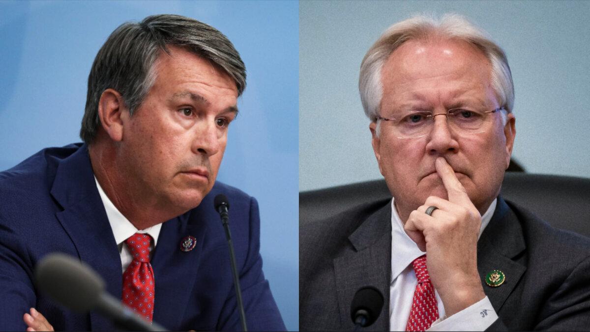 (L) Rep. Barry Moore (R-Ala.) in Washington on June 21, 2022. (R) Rep. Jerry Carl (R-Ala.) during a hearing in Washington on March 29, 2023. (Alex Wong/Getty Images, Nathan Howard/Getty Images)