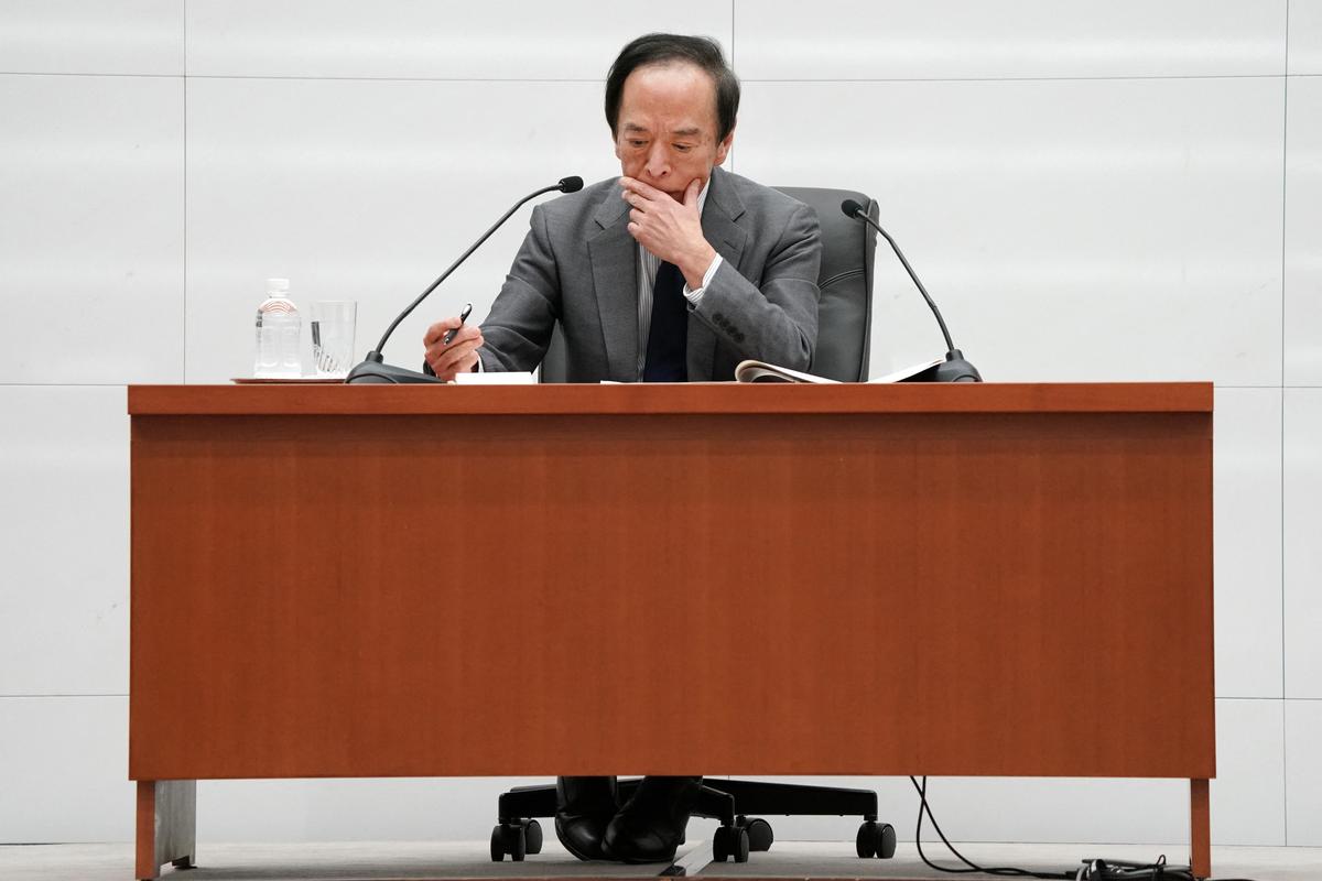 Bank of Japan Governor Kazuo Ueda attends a press conference after a monetary policy meeting at the BOJ headquarters in Tokyo, on Jan. 23, 2024. (Kazuhiro Nogi/AFP via Getty Images)