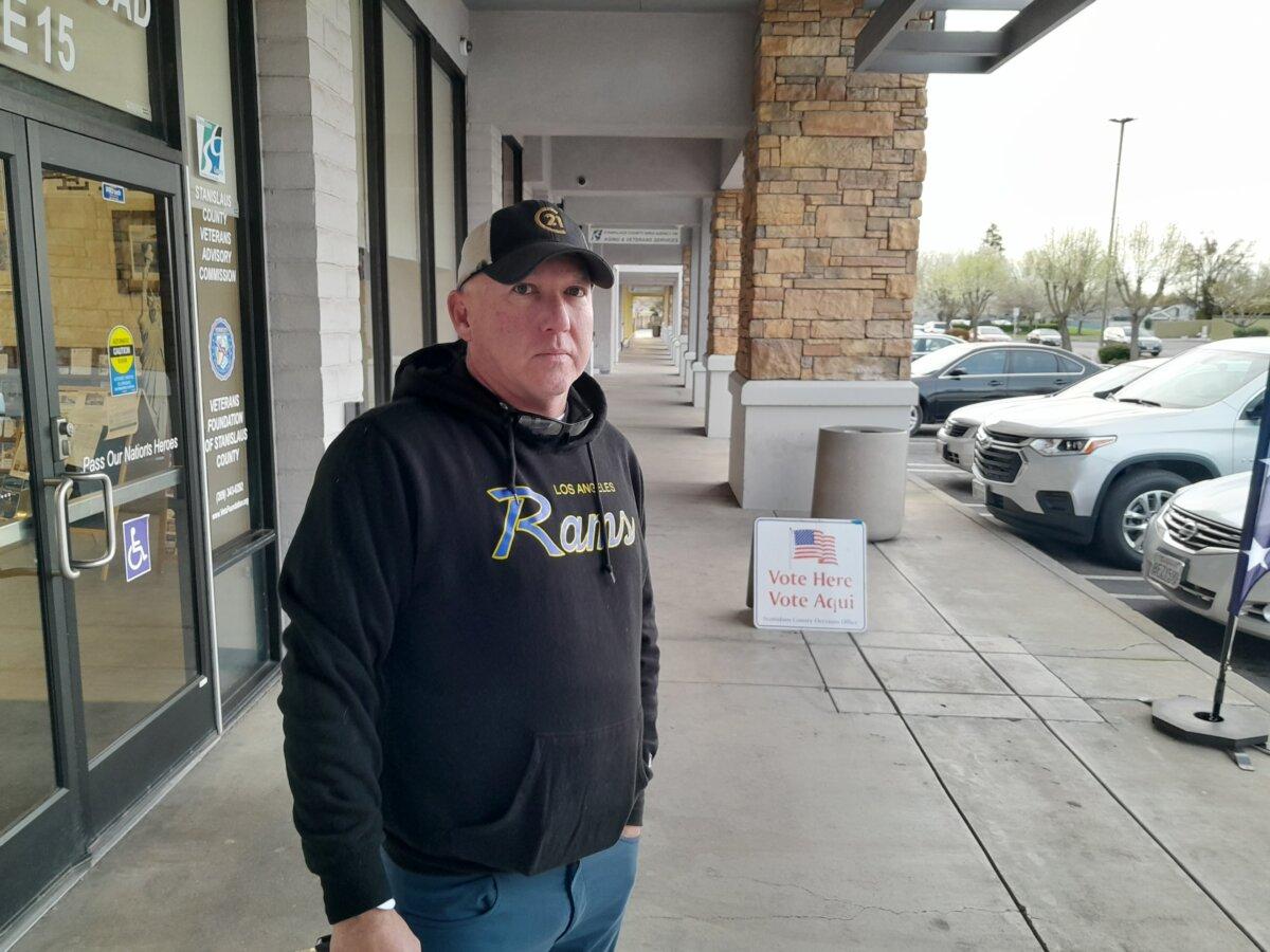 Brian Serna, 52, of Modesto voted in the March 5 California primary, saying that illegal immigration, taxes, and the cost of living are primary concerns. (Travis Gillmore/The Epoch Times)