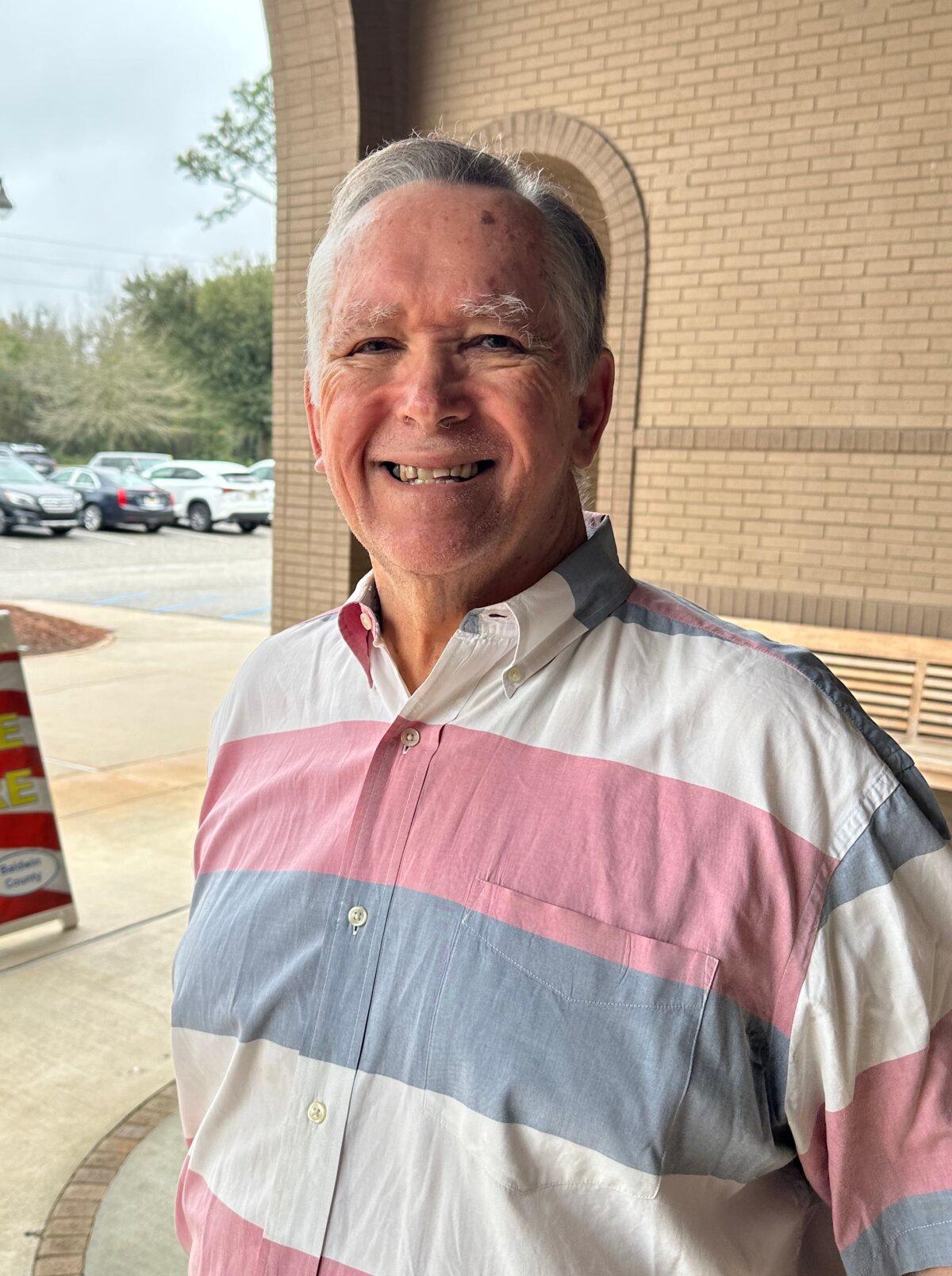 Steve Bitowf, of Spanish Fort, Alabama, voted at the Spanish Fort Community Center on Tuesday, March 5, 2024. (Austin Alonzo/The Epoch Times)