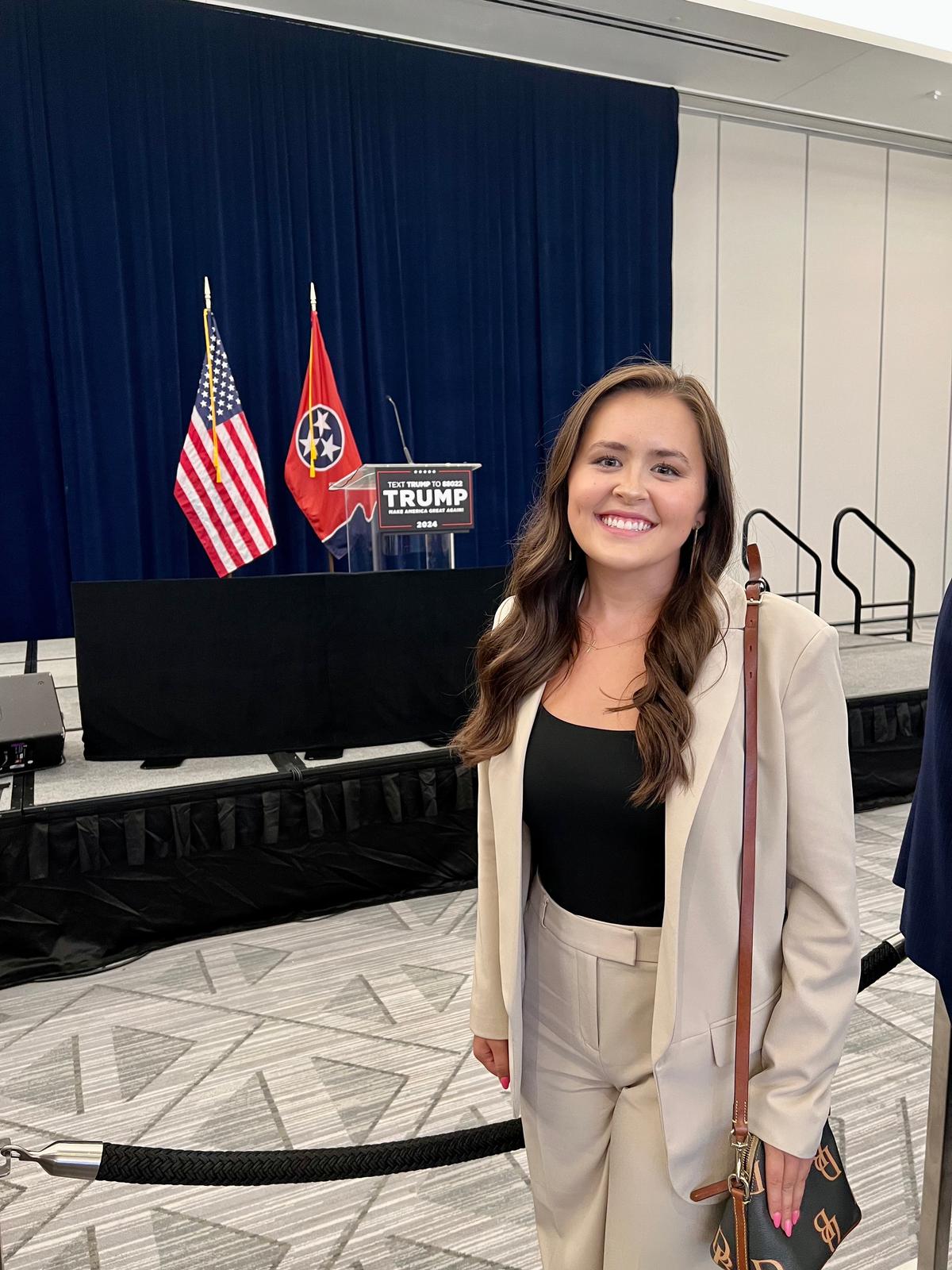 Tennessee Delegate-Candidate Mya Conrad at a Trump fundraiser in Nashville, Tenn. on Aug. 17, 2023. (Courtesy of Todd Benne Jr.)