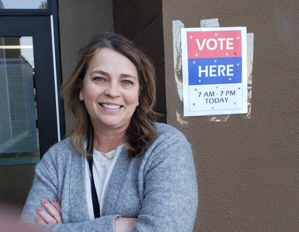 Shelly Kirkhart, 54, of Muskogee, Oklahoma, said she was voting for former President Donald Trump in the March 5, 2024, Super Tuesday GOP Presidential Primary because his policies are more in line with her Christian worldview. (Michael Clements/The Epoch Times)