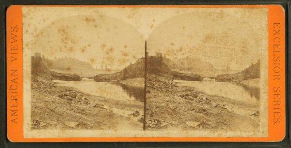 An 1889 stereoscope view of the dam after the flood. (Public Domain}