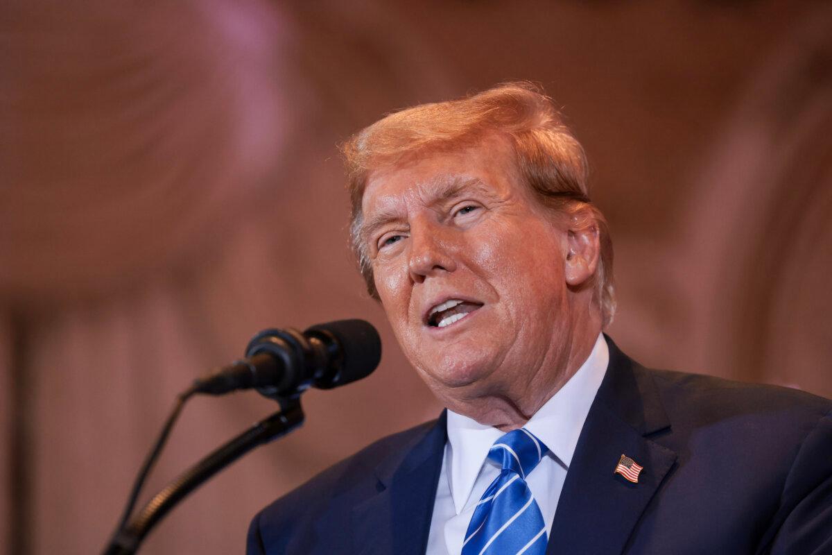 Republican presidential candidate and former President Donald Trump speaks during an election-night watch party at Mar-a-Lago in West Palm Beach, Fla., on March 5, 2024. (Win McNamee/Getty Images)