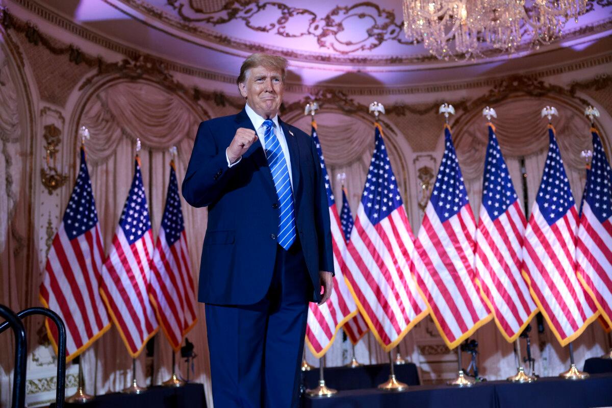 Republican presidential candidate and former President Donald Trump arrives for an election-night watch party at Mar-a-Lago in West Palm Beach, Fla., on March 5, 2024. (Win McNamee/Getty Images)