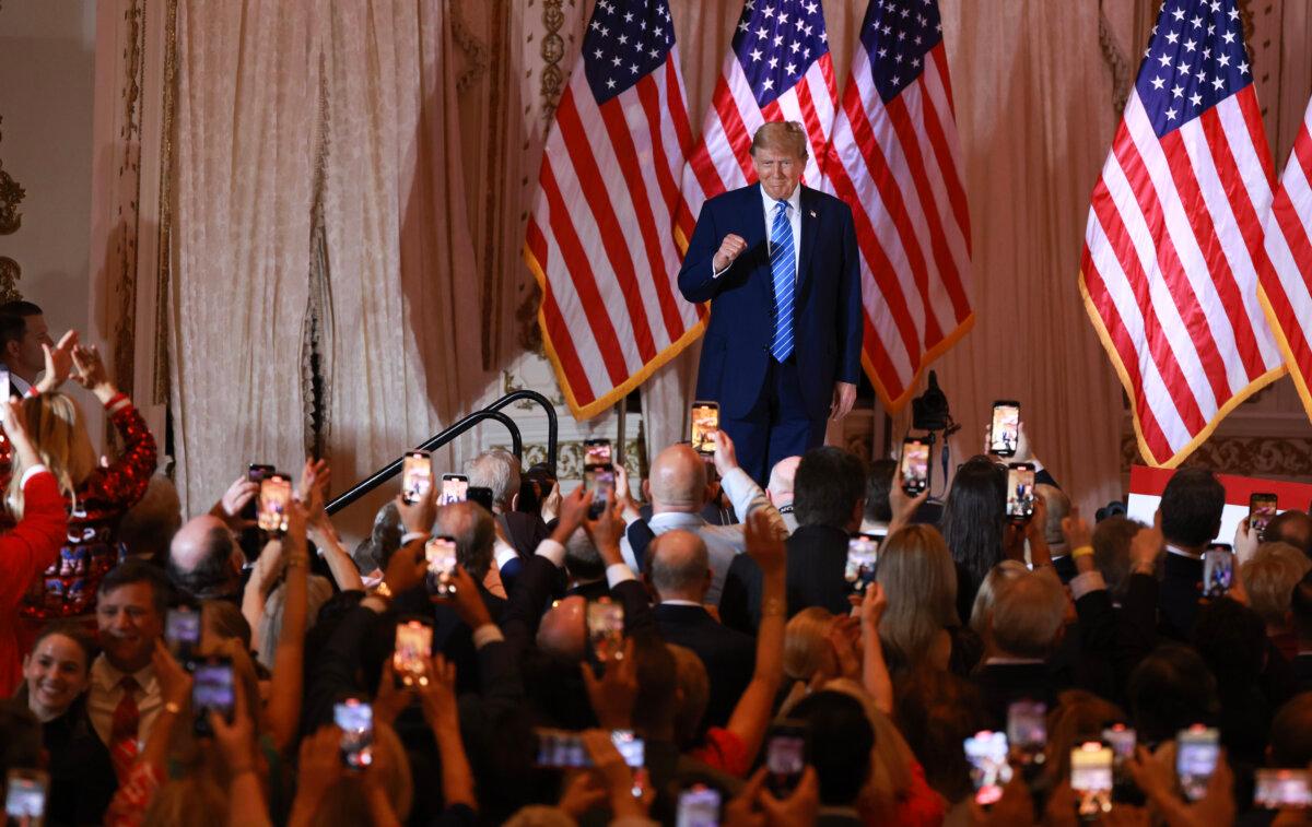 Republican presidential candidate, former President Donald Trump attends an election-night watch party at Mar-a-Lago on March 05, 2024 in Palm Beach, Florida. (Joe Raedle/Getty Images)